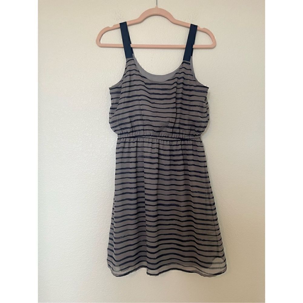 Xhilaration Womens Sz M Gray Navy BLue Dress Lined